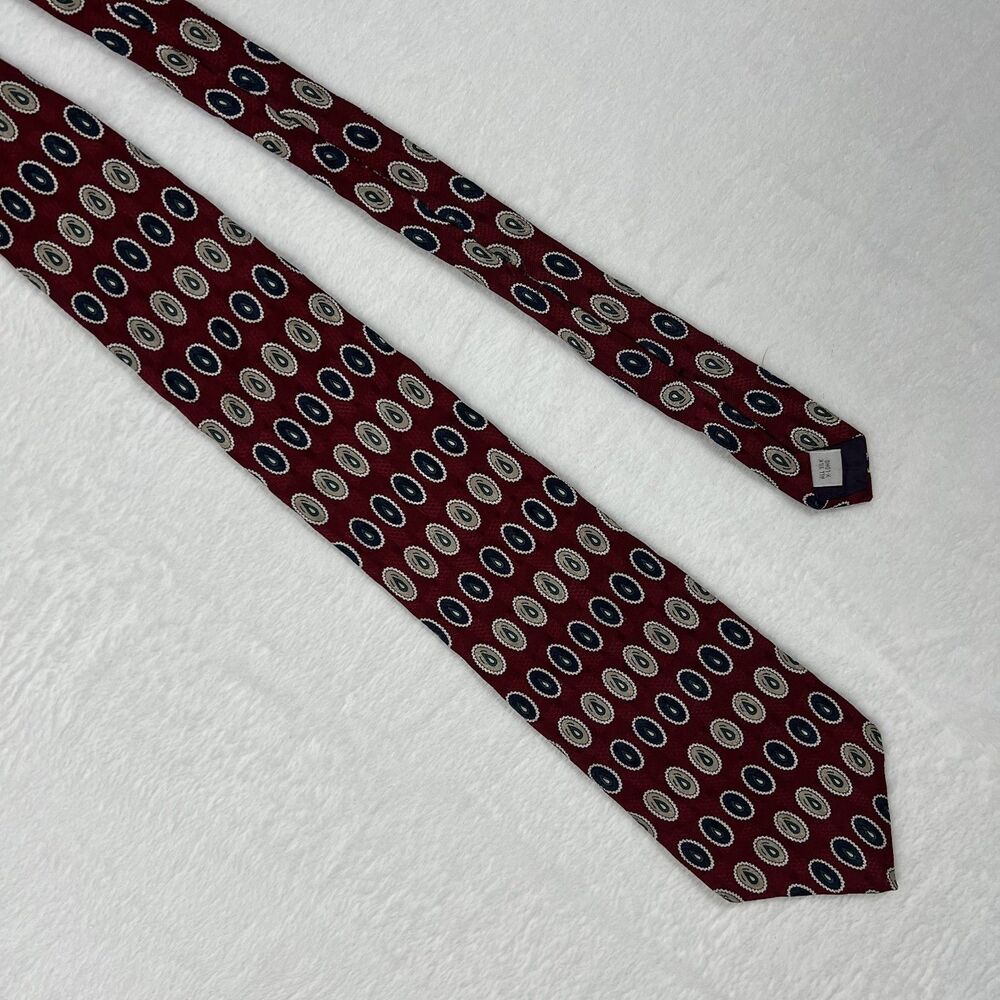 Pierre Cardin Mens Necktie All Silk X-Long Burgundy Red Medallion Paisley Tie